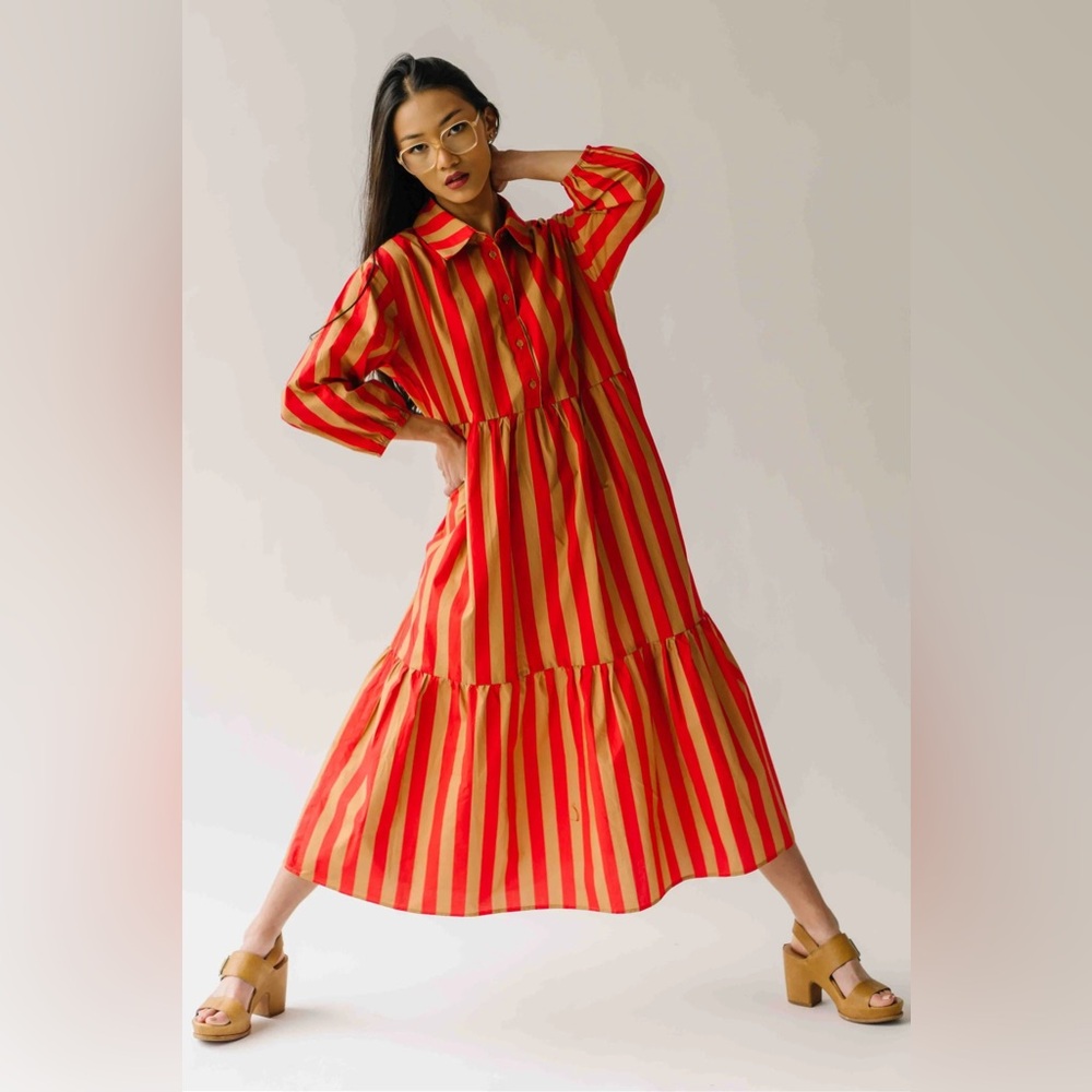 Anthropologie Maeve the Bettina Tiered Shirt Dress size Medium